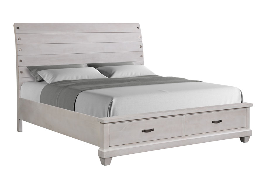 Lifestyle Crestview White Wash Queen Storage Bed