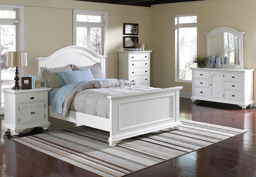 Elements Brook White Twin Bed, Dresser, and Mirror