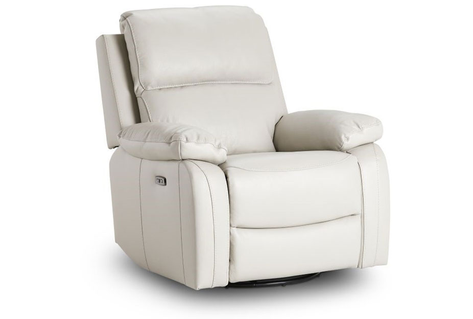 Kuka Carter Ivory Leather Match Manual Recliner