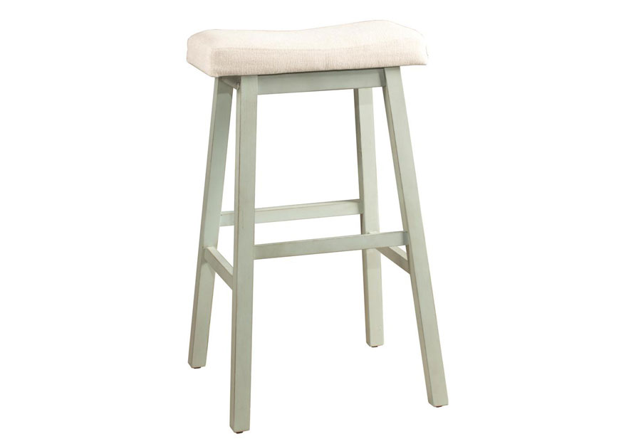 Hillsdale Moreno Blue Gray 24-Inch Saddle Barstool with Ecru Fabric