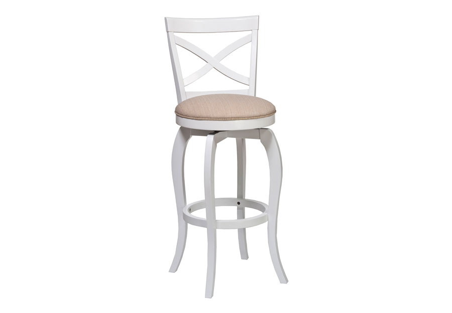 Hillsdale Ellendale White/Beige Swivel Counter Stool (25.25-Inch Seat Height)