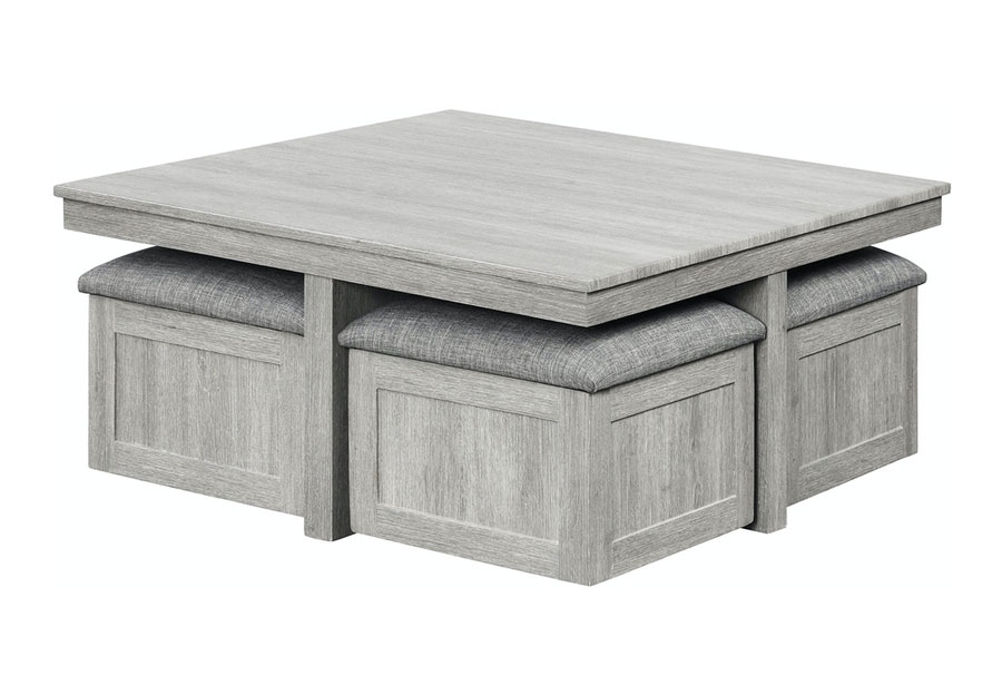 Elements Uster Cocktail Table with Four Storage Ottomans