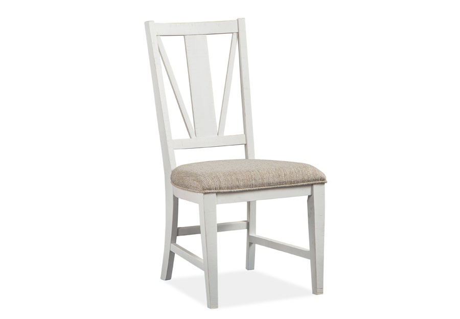 Magnussen Heron Cove White Dining Side Chair with Upholstered Seat