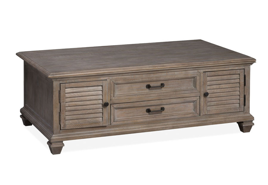 Magnussen Lancaster Pewter Lift Top Storage Cocktail Table with Casters