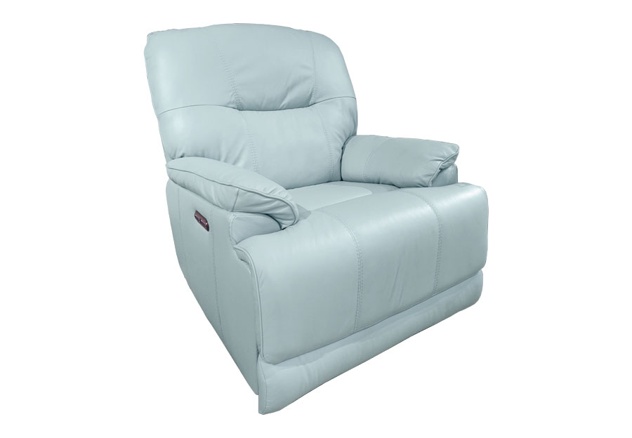 Kuka Loxley Light Blue Power Leather Match Recliner
