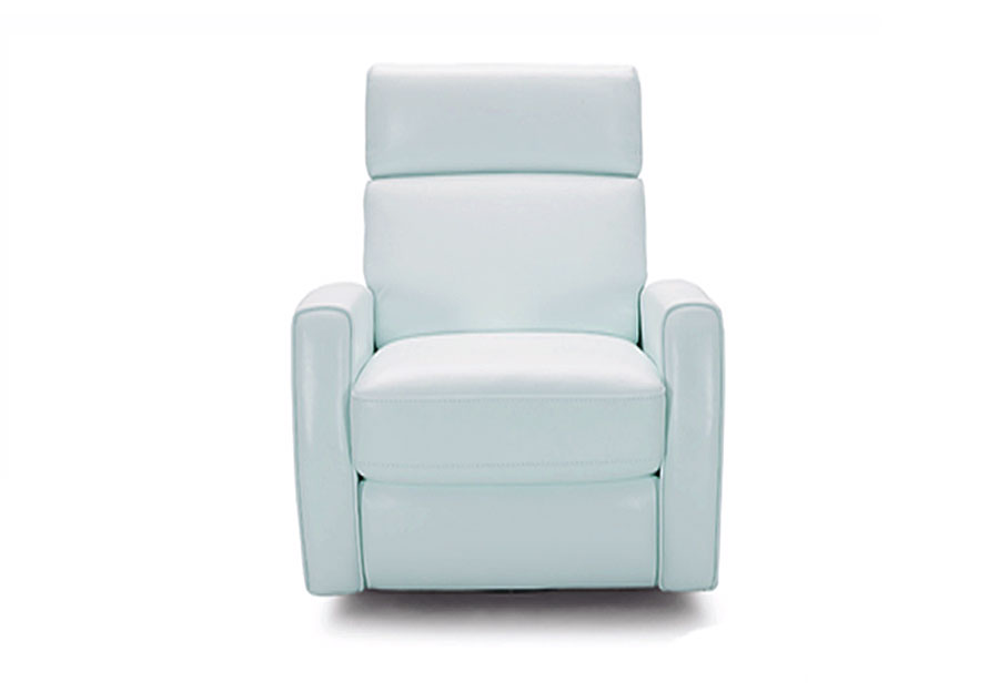 Kuka Kai Light Blue Power Leather Match Swivel Glider Recliner