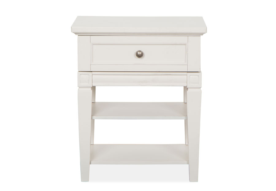 Magnussen Willowbrook White One-Drawer Open Shelf Nightstand
