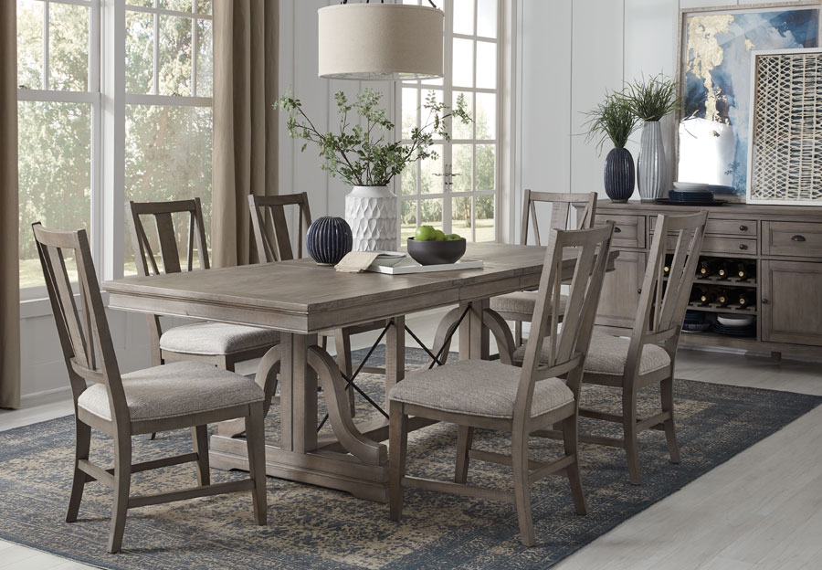 Magnussen Paxton Place Pewter Dining Table with Four Side Chairs