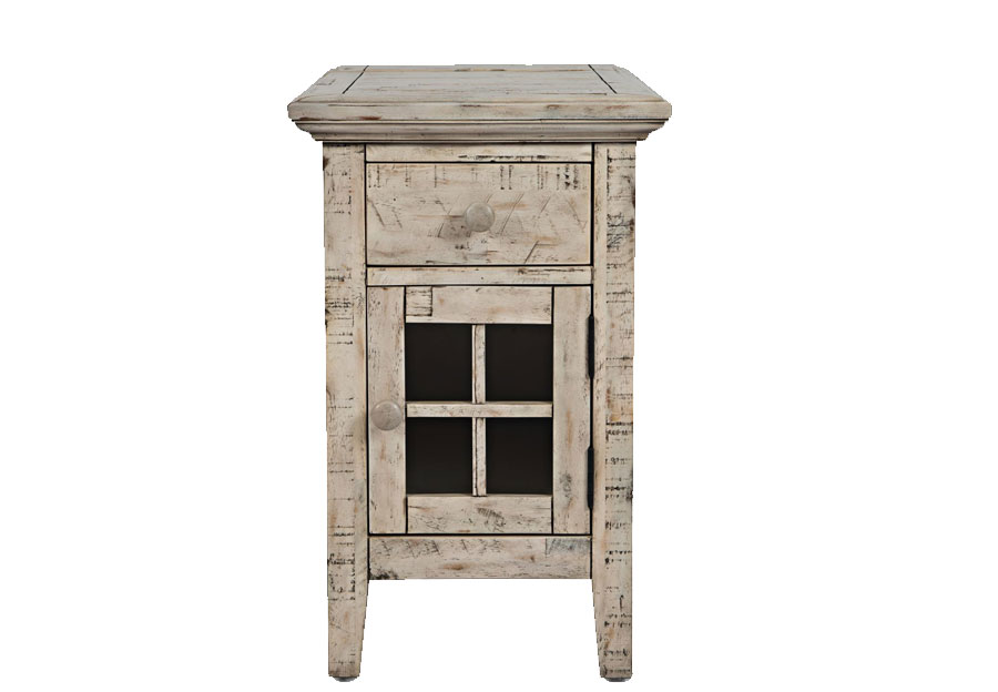 Jofran Rustic Shores Scrimshaw Power Chairside Accent Cabinet