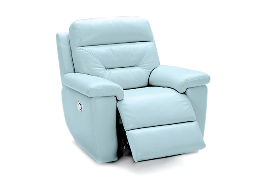 Kuka Grand Point Pastel Blue Leather Match Manual Recliner