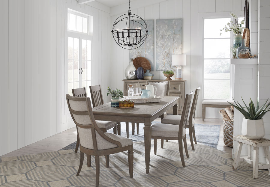 Magnussen Lancaster Rectangular Dining Table with Four Upholstered Side Chairs