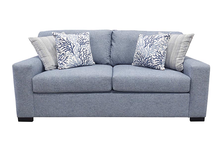 Overnight Maya Denim Full Sleeper Sofa with Beasley Ocean and Coral Reef Vista Pillows