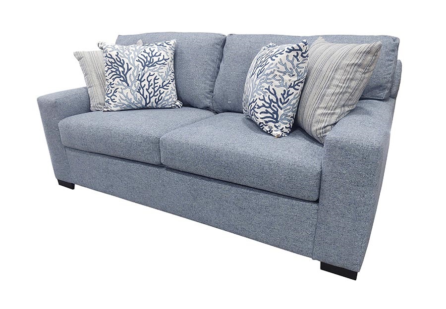 Overnight Maya Denim Twin Sleeper Sofa with Coral Reef Vista Pillows