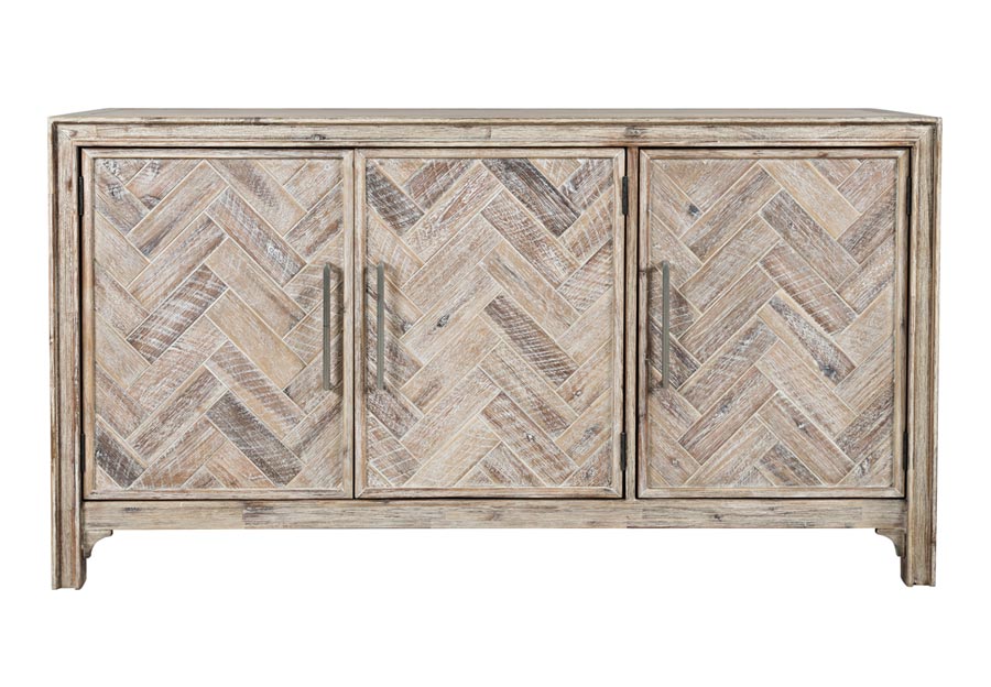 Jofran Gramercy Grey Wash Three-Door Accent Cabinet