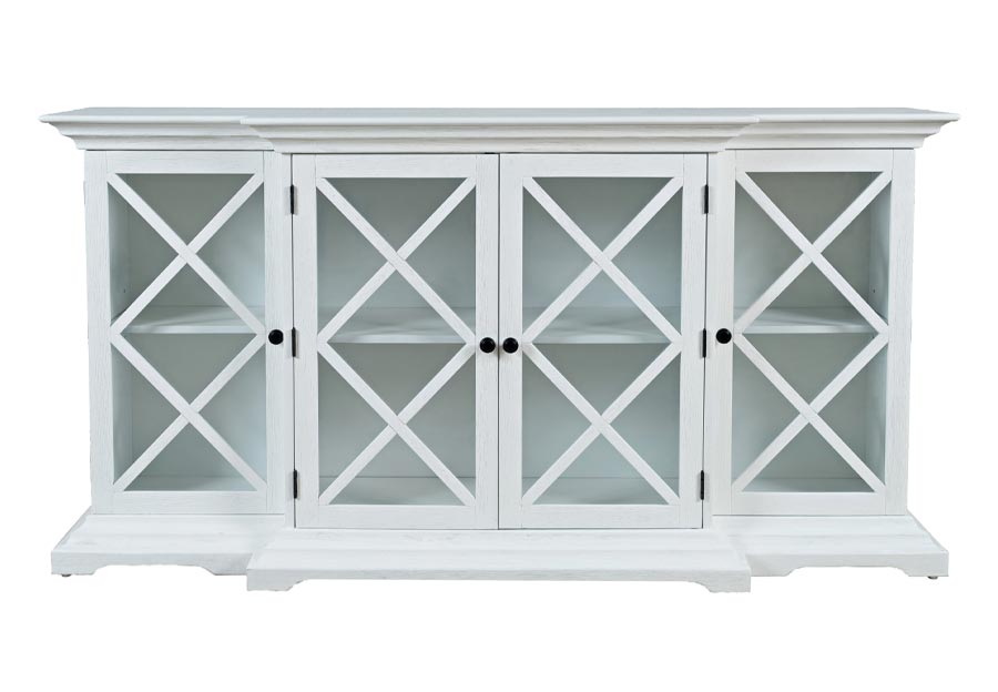 Jofran Carrington White 70-Inch Breakfront Cabinet