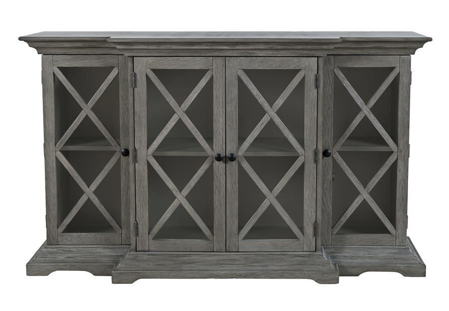 Jofran Carrington Grey 60-Inch Breakfront Cabinet