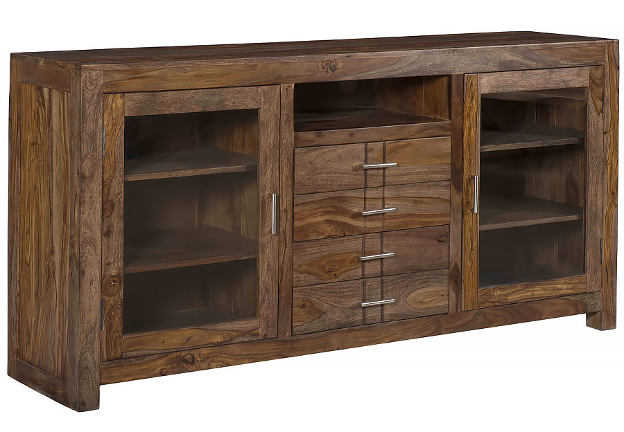Jaipur Brownstone Sheesham 67 Inch Two Door Four Drawer Media Console