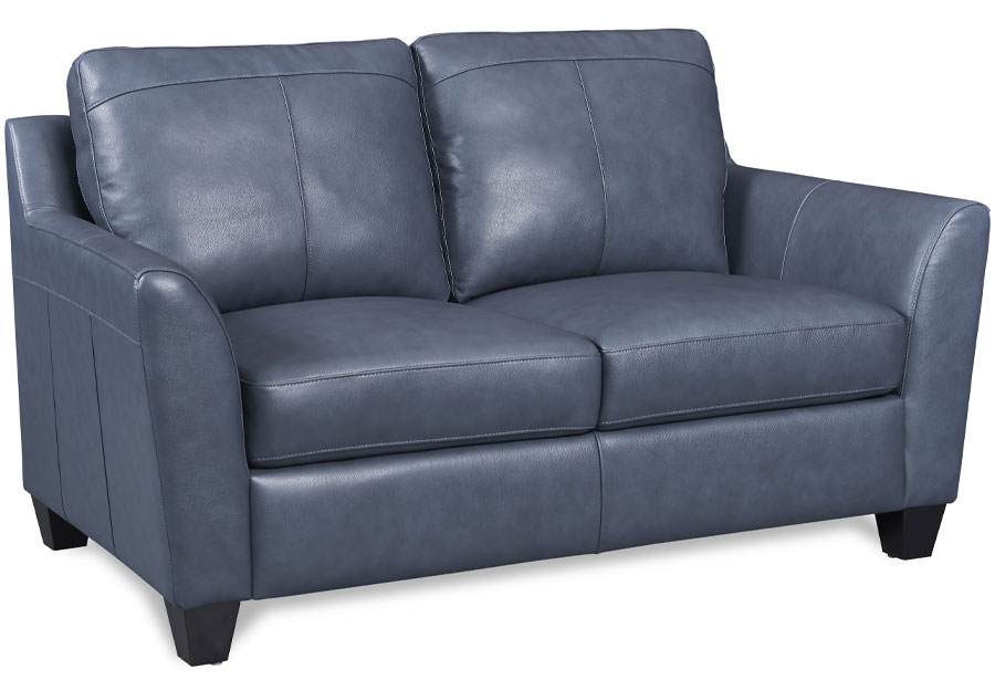 Leather Italia Keenan Blue Leather Match Loveseat