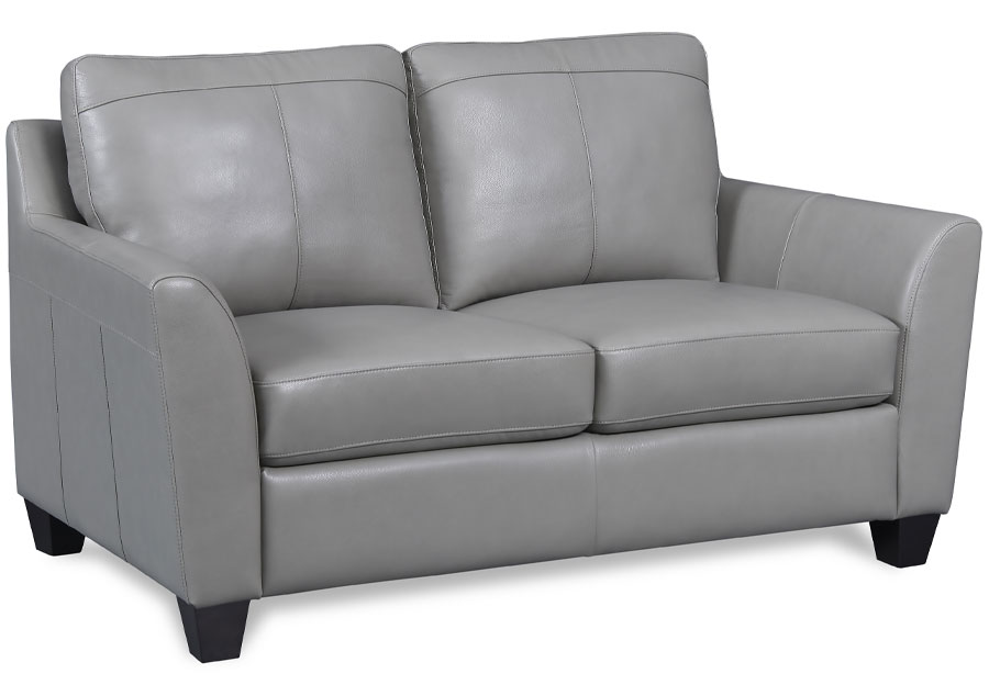 Leather Italia Keenan Grey Leather Match Loveseat