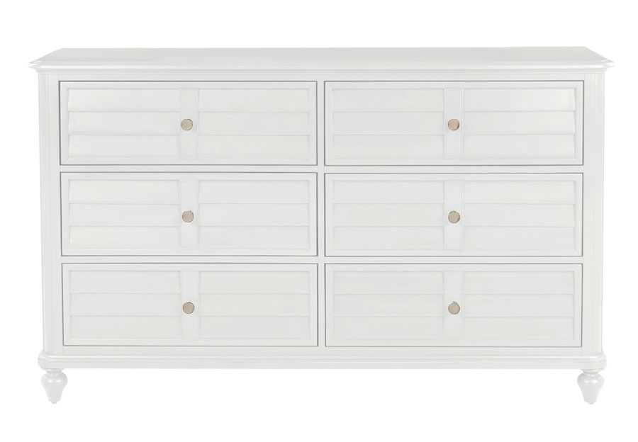 Powell Naples White Six-Drawer Dresser