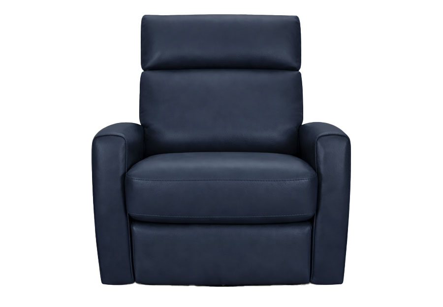 Kuka Kai Navy Power Leather Match Swivel Glider Recliner