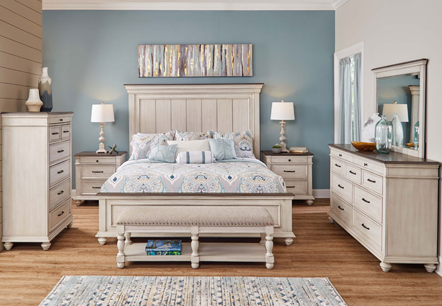 Powell Carrington King Panel Bed, Dresser and Mirror