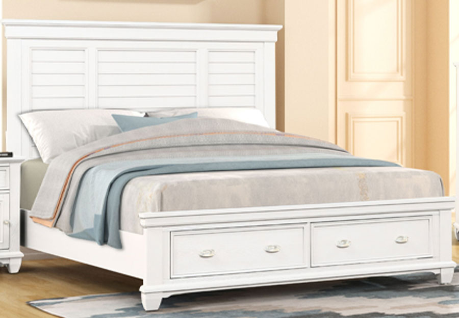 New Classic Jamestown White Queen Storage Bed