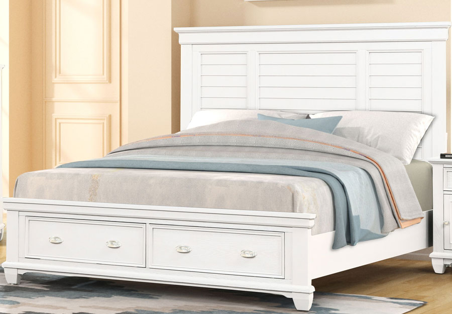 New Classic Jamestown White King Storage Bed