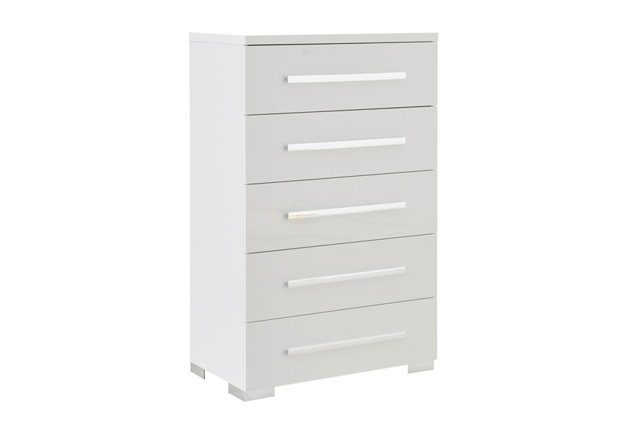 NCA Design Panama Glossy White Five Drawer Chest