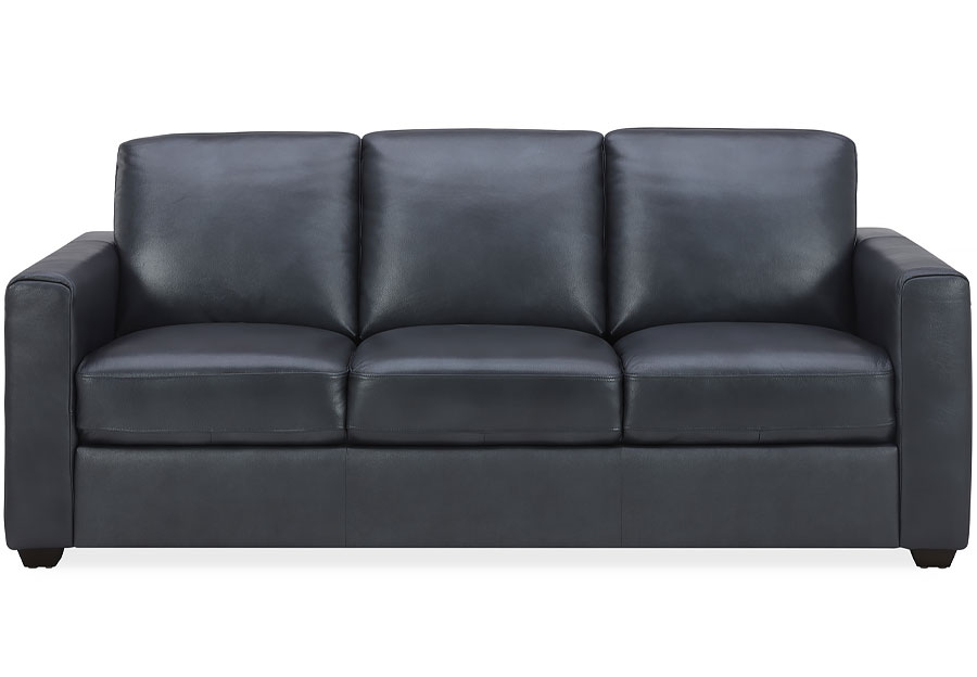 Kuka Aldon Navy Leather Sleeper Sofa with Innerspring Mattress