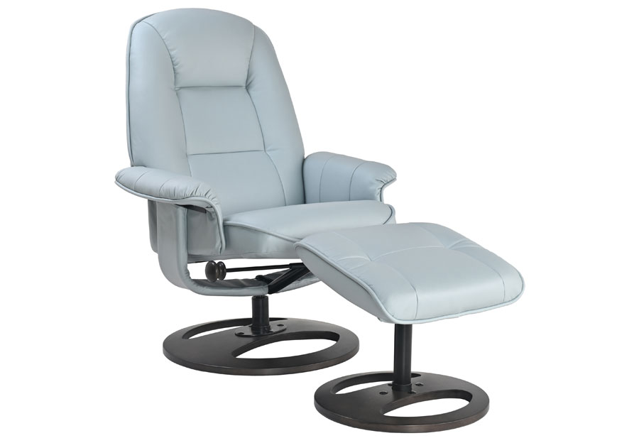 Benchmaster Stressfree Kygo Sky Grey Euro Chair with Ottoman