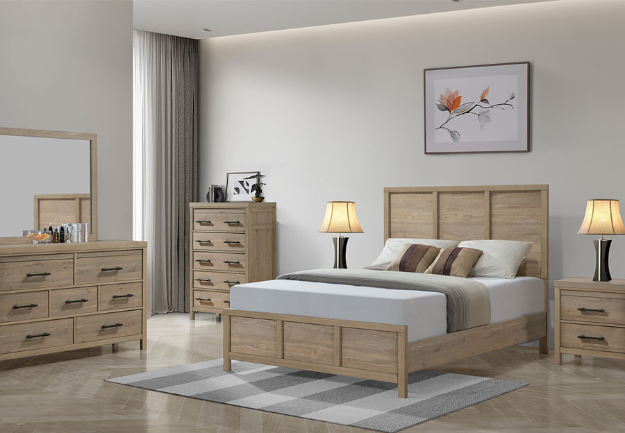 Holland House Palm Grove King Bed with Dresser and Mirror