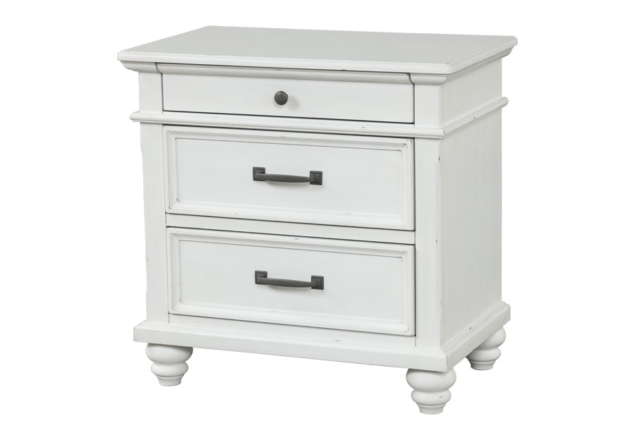Lifestyles Cape Cod White 3 Drawer Nightstand