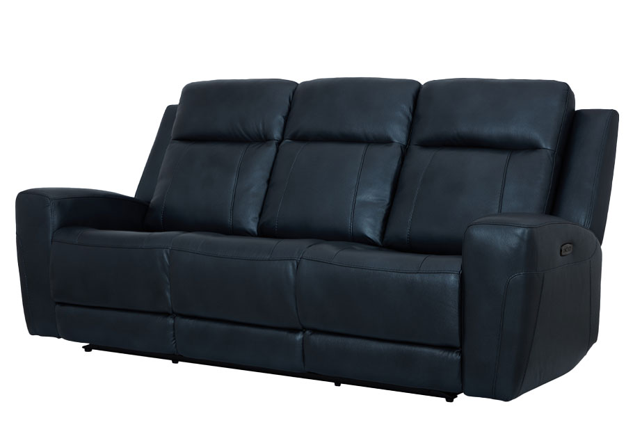Kuka Brady Navy Leather Match Dual Power Reclining Sofa