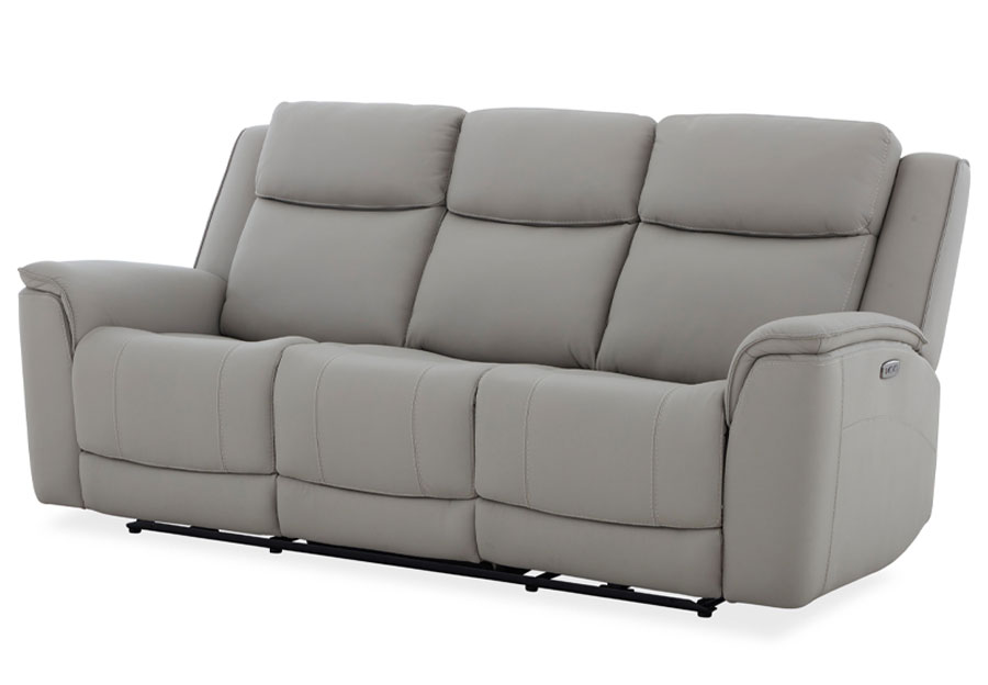 Kuka Largo Light Grey Leather Match Manual Reclining Sofa
