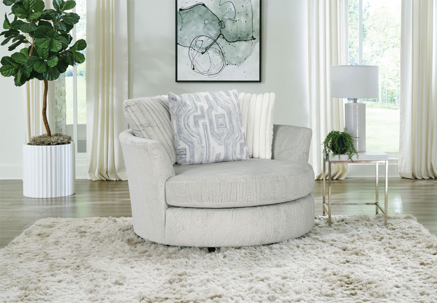 Albany Chloe Silver Swivel Chair With Accent Pillows