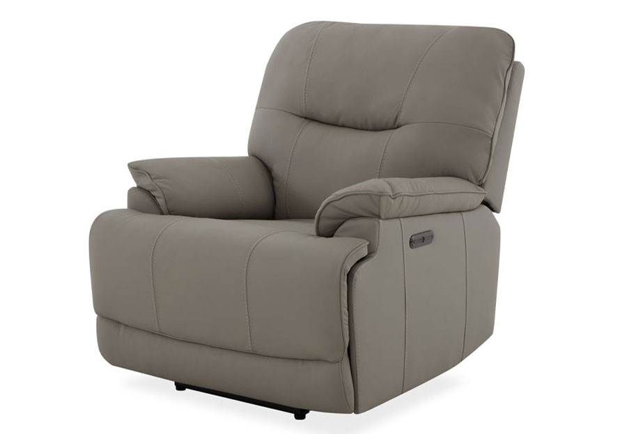 Kuka Loxley Light Grey Triple Power Leather Match Recliner