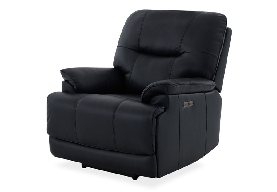 Kuka Loxley Navy Triple Power Leather Match Recliner