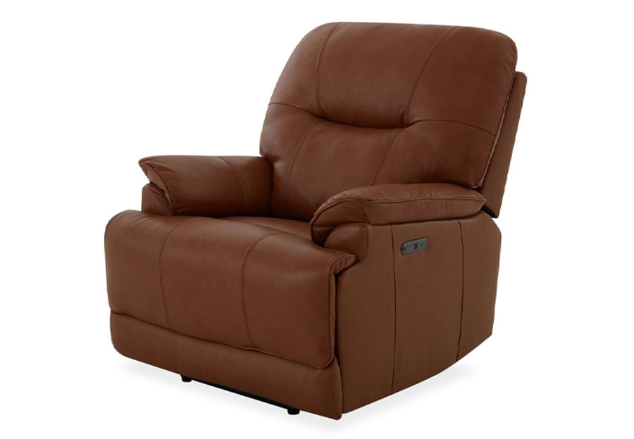 Kuka Loxley Saddle Dual Power Leather Match Recliner with Swivel Glider