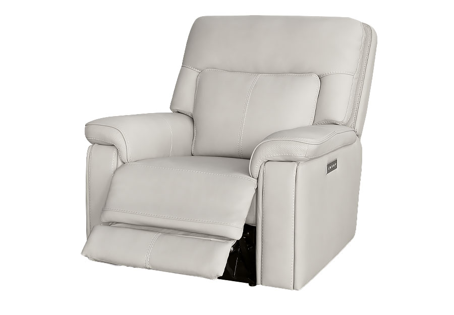 Moto Motion Zenith Beige Leather Match Triple Power Recliner with Immersive Sound