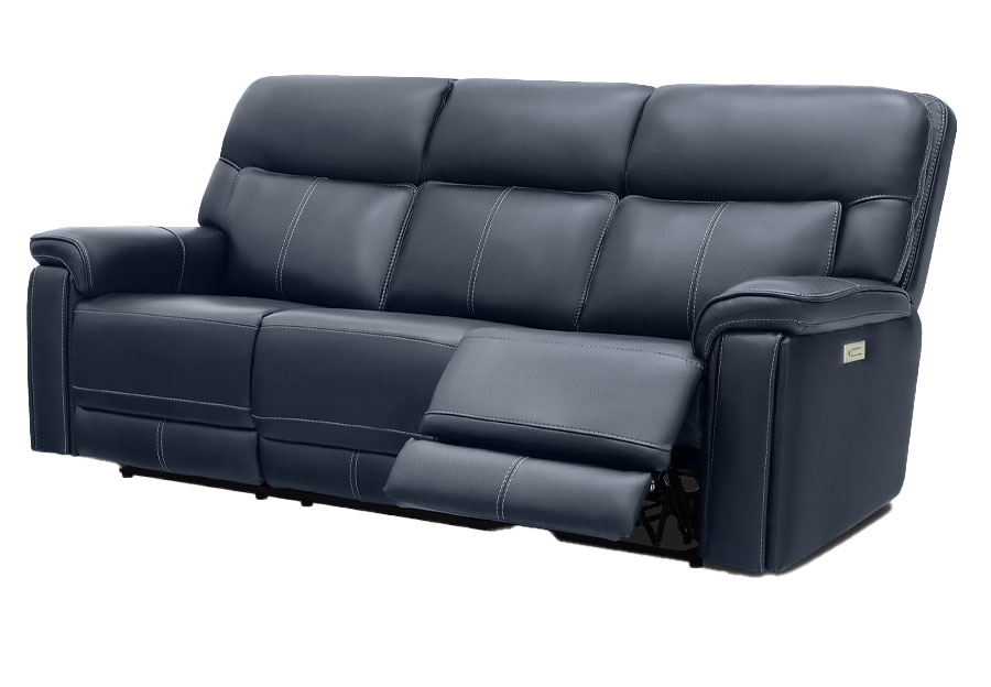 Moto Motion Zenith Ocean Leather Match Triple Power Reclining Sofa with Immersive Sound