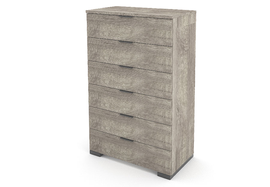 NCA Design Monaco Glossy Grey Six Drawer Chest