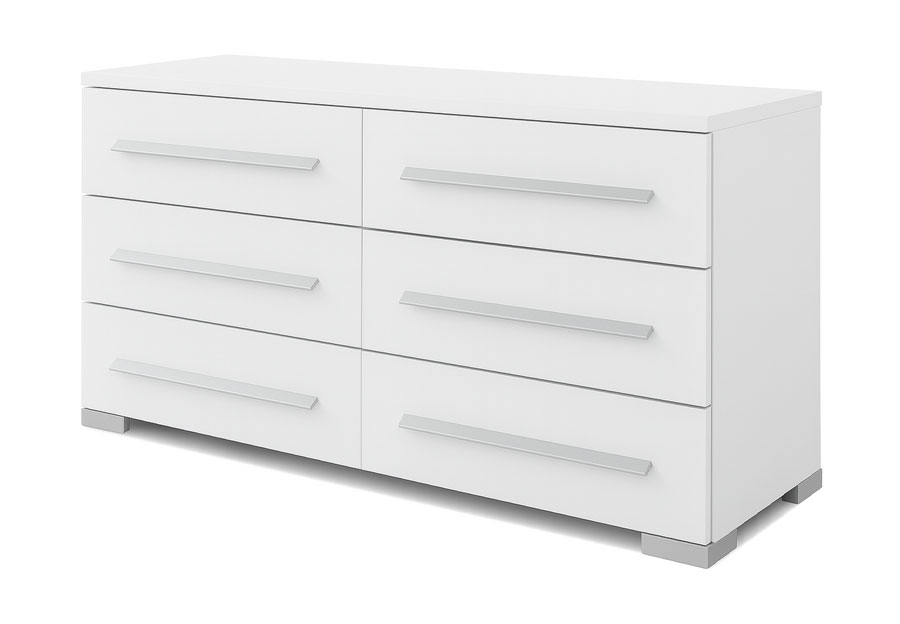 NCA Design Monaco Glossy White Six Drawer Dresser