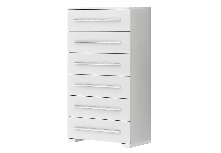 NCA Design Monaco Glossy White Six Drawer Chest