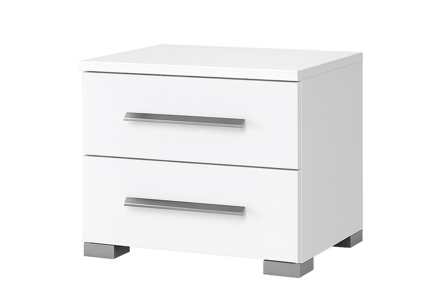 NCA Design Monaco Glossy White Two Drawer Nightstand