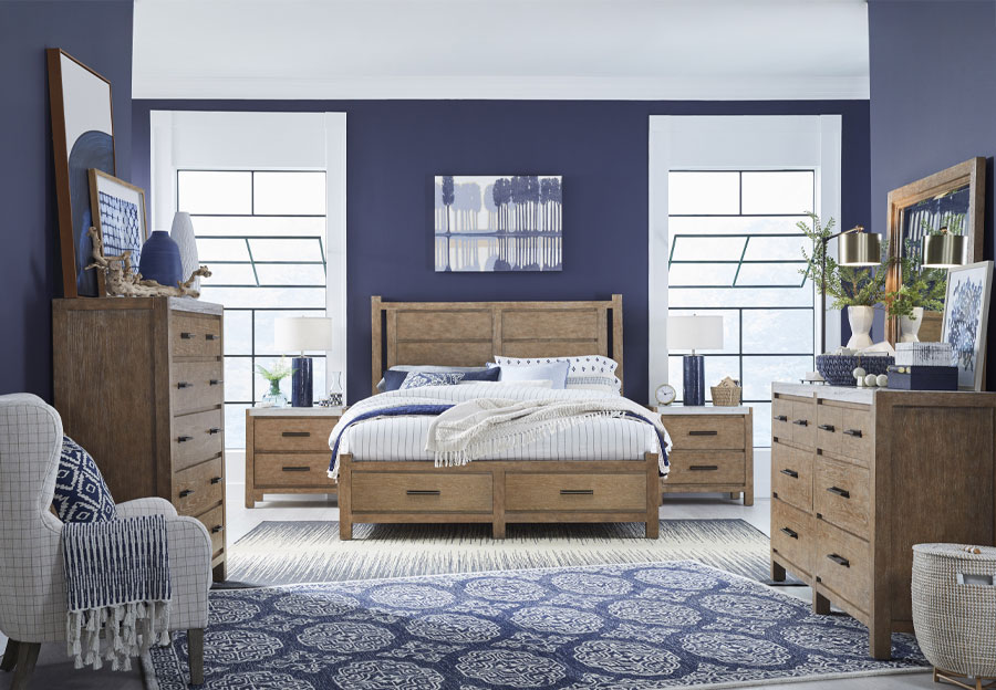 Magnussen Plum Creek King Storage Bed, Dresser and Mirror