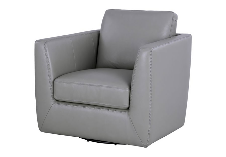 Leather Italia Chicago Grey Leather Swivel Chair