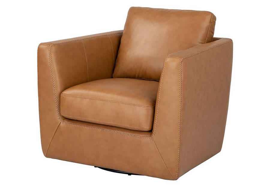 Leather Italia Chicago Camel Leather Swivel Chair