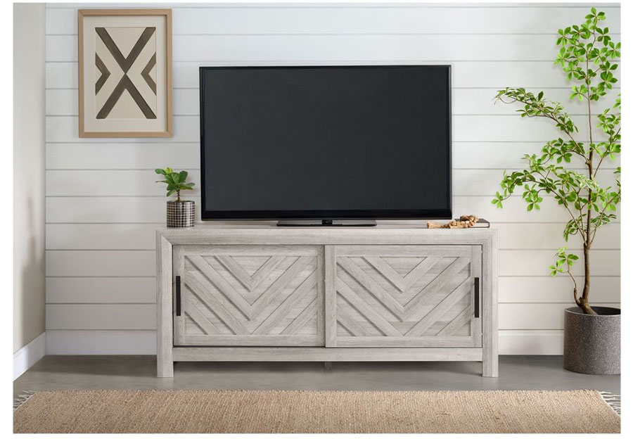 Elements Ellen 60in White TV Console With Sliding Door