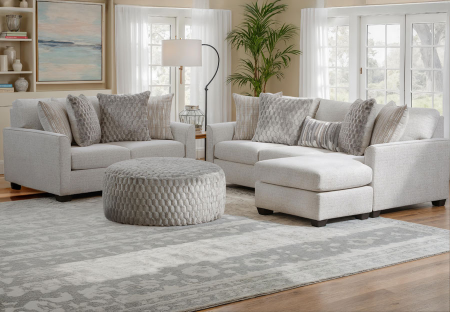 Behold Irving Cream Chaise Sofa and Loveseat